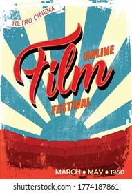 Old-style cinema poster - vector retro poster.