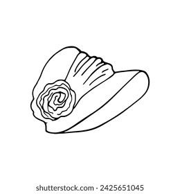 Old-style Cloche woman hat with flower. Hand-drawn vector sketch illustration in doodle style. 1930s fashion. Warm headwear accessory