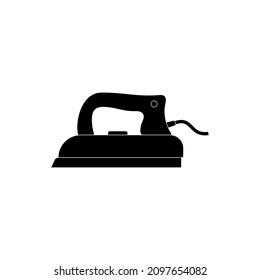An old-style electric iron for ironing clothes on a white background. Vector image.
