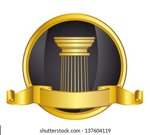 old-style greece column and gold laurel wreathgold laurel wreath. eps10 vector illustration
