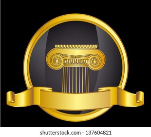 old-style greece column and gold laurel wreathgold laurel wreath. eps10 vector illustration