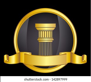 old-style greece column and gold laurel wreathgold laurel wreath. eps10 vector illustration
