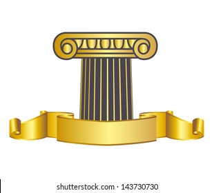 old-style greece column and gold laurel wreathgold laurel wreath. eps10 vector illustration