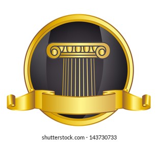 old-style greece column and gold laurel wreathgold laurel wreath. eps10 vector illustration