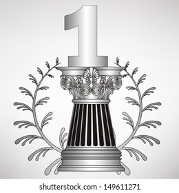 old-style greece column, laurel wreath and number. eps10 vector illustration