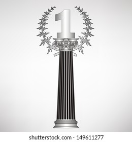old-style greece column, laurel wreath and number. eps10 vector illustration