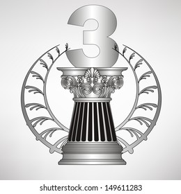 old-style greece column, laurel wreath and number. eps10 vector illustration