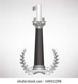 old-style greece column, laurel wreath and number. eps10 vector illustration