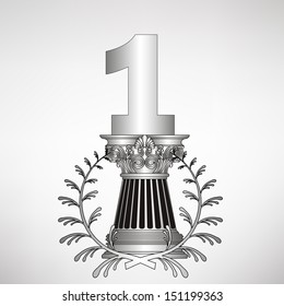 old-style greece column, laurel wreath and number. eps10 vector illustration 