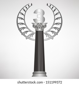 old-style greece column, laurel wreath and number. eps10 vector illustration 