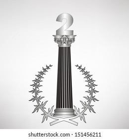 old-style greece column, laurel wreath and number. eps10 vector illustration