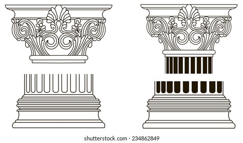Old-style greece column parts eps10 vector illustration