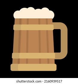Oldstyle mug of beer on black background
