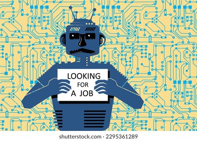 Un robot de estilo antiguo está buscando trabajo.