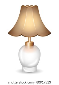 Old-time table lamp on the white background. Vector