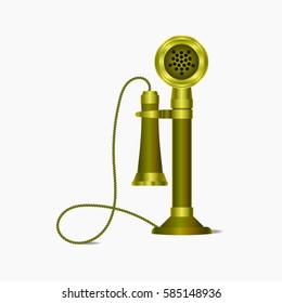 Old-time telephone with wire