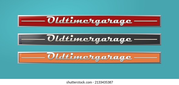 Oldtimergarage - signboard in retro auto style. car nameplate oldtimer garage - Shutterstock ID 2133435387