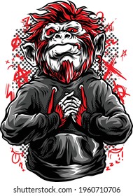 Oldy Monkey in T-Shirt Vector