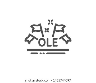 Ole chant line icon. Championship with flags sign. Sports event symbol. Quality design element. Linear style ole chant icon. Editable stroke. Vector