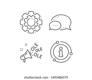 Ole chant line icon. Chat bubble, info sign elements. Championship with megaphone sign. Sports event symbol. Linear ole chant outline icon. Information bubble. Vector