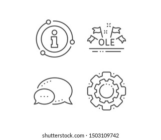 Ole chant line icon. Chat bubble, info sign elements. Championship with flags sign. Sports event symbol. Linear ole chant outline icon. Information bubble. Vector