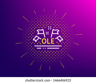 Ole chant line icon. Halftone pattern. Championship with flags sign. Sports event symbol. Gradient background. Ole chant line icon. Yellow halftone pattern. Vector