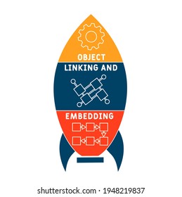 OLE - Object Linking and Embedding   acronym. business concept background.  vector illustration concept with keywords and icons. lettering illustration with icons for web banner, flyer, landing page