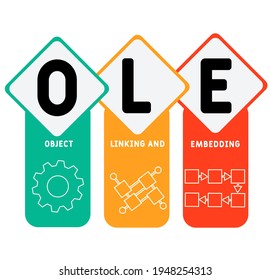 OLE - Object Linking and Embedding   acronym. business concept background.  vector illustration concept with keywords and icons. lettering illustration with icons for web banner, flyer, landing page