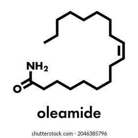 Oleamid-Molekül. aus Ölsäure gewonnenes Amid. Skelettformel.