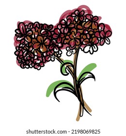 Oleander flower in abstract lines and colors.Color and lines is in separated layers. High resolution editable vector.