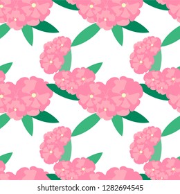 Oleander flower seamless background. Pink, flowers on white. Design element stock vector illustration for wallpaper,of wrapping paper