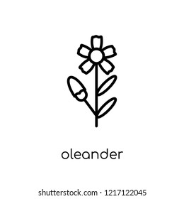 Oleander icon. Trendy modern flat linear vector Oleander icon on white background from thin line nature collection, editable outline stroke vector illustration