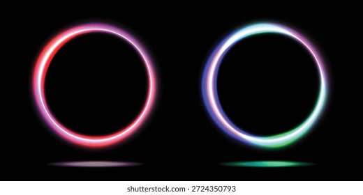 círculo de linha de luz de cor oleada, elemento de design colorido