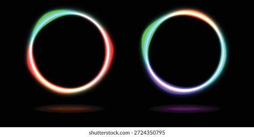 Círculo de línea de luz de color rojo, elemento de diseño colorido