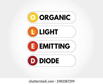 OLED Organic Light-Emitting Diode - in which the emissive layer is a film of organic compound that emits light in response to an electric current, acronym text concept