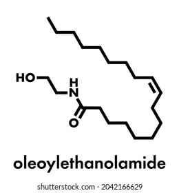 Oleoylethanolamide (OEA) Endogenous Peroxisome Proliferator-activated Receptor Alpha (PPAR-α) Agonist Molecule. Skeletal Formula.