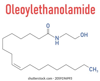 Oleoylethanolamide (OEA) Endogenous Peroxisome Proliferator-activated Receptor Alpha (PPAR-Î±) Agonist Molecule. Skeletal Formula.