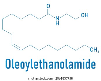 Oleoylethanolamide (OEA) Endogenous Peroxisome Proliferator-activated Receptor Alpha (PPAR-Î±) Agonist Molecule. Skeletal Formula.