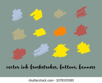 Oli Paint Vector Painted Backgrounds. Bright Colored Brushstrokes, Funky Textures Set. Artistic Children Button Collection. Creative, Artistic Vector Painted Backgrounds. Paintbrush Smeared Borders