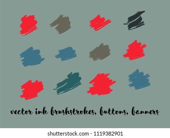 Oli Paint Vector Painted Backgrounds. Bright Colored Brushstrokes, Graffiti Textures Set. Artistic Children Button Collection. Creative, Artistic Vector Painted Backgrounds. Paintbrush Smeared Border.