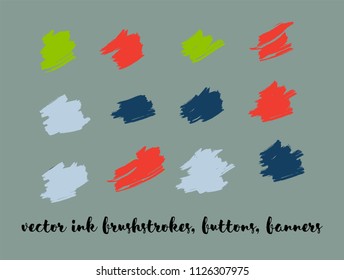 Oli Paint Vector Painted Backgrounds. Bright Colored Brushstrokes, Nice Textures Set. Artistic Colorful Button Collection. Grunge Dirty Vector Painted Backgrounds. Paintbrush Smeared Border.