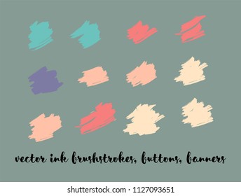 Oli Paint Vector Painted Backgrounds. Bright Colored Brushstrokes, Graffiti Textures Set. Trendy Childrens Buttons Collection. Grunge Dirty Vector Painted Backgrounds. Paintbrush Smeared Borders