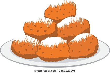 oliebollen, oliebollen holandés con extracción de Vector de azúcar glas.