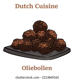 Oliebollen. Oil dumplings on white background. Traditional treat on New Years Eve in The Netherlands