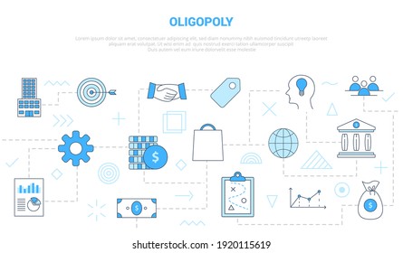 Oligopol-Konzept mit Symbol-Set-Template-Banner mit modernem blauen Farbstil