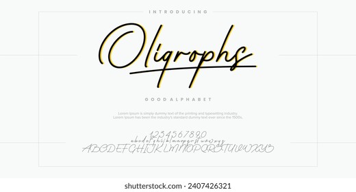 Oligrophs abstract font alphabet. Minimal modern urban fonts for logo, brand etc. Typography vector illustration