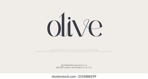 Olive Abstract Fashion font alphabet. Minimal modern urban fonts for logo, brand etc.