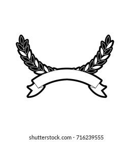 olive arch forming a circle with ribbon thick on bottom in monochrome silhouette vector illustration
