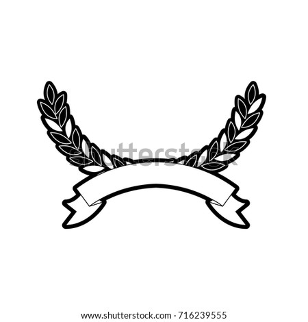 olive arch forming a circle with ribbon thick on bottom in monochrome silhouette vector illustration