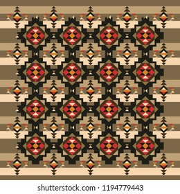 Olive background with aztec pattern, seamless and detail vector ornament.